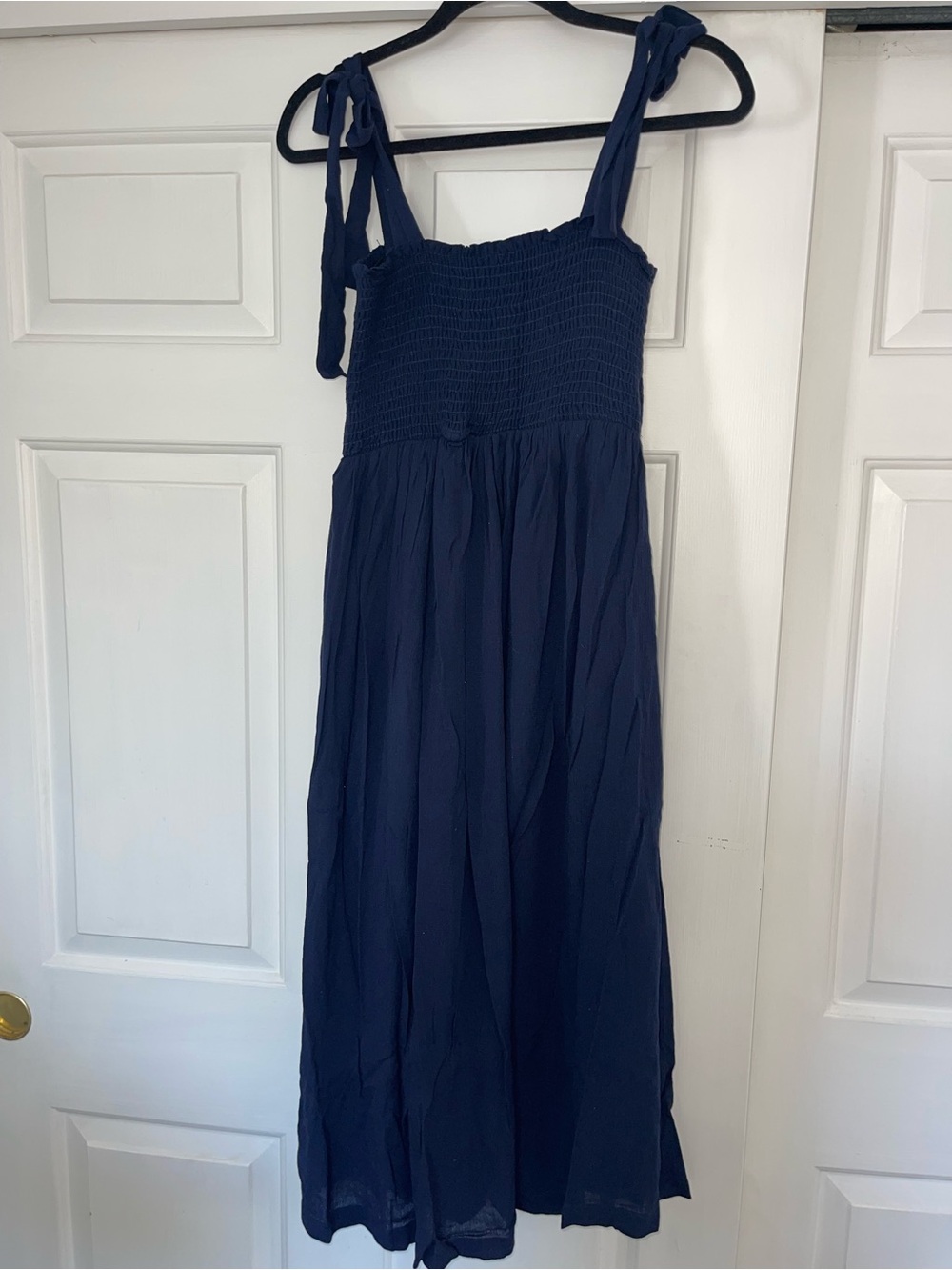 Hello MIZ Navy Ribbed Textured Strap Dress